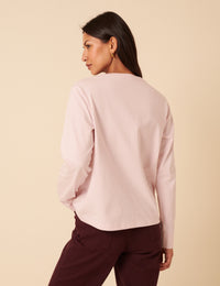 Pink Wide Long Sleeve Bow T-Shirt