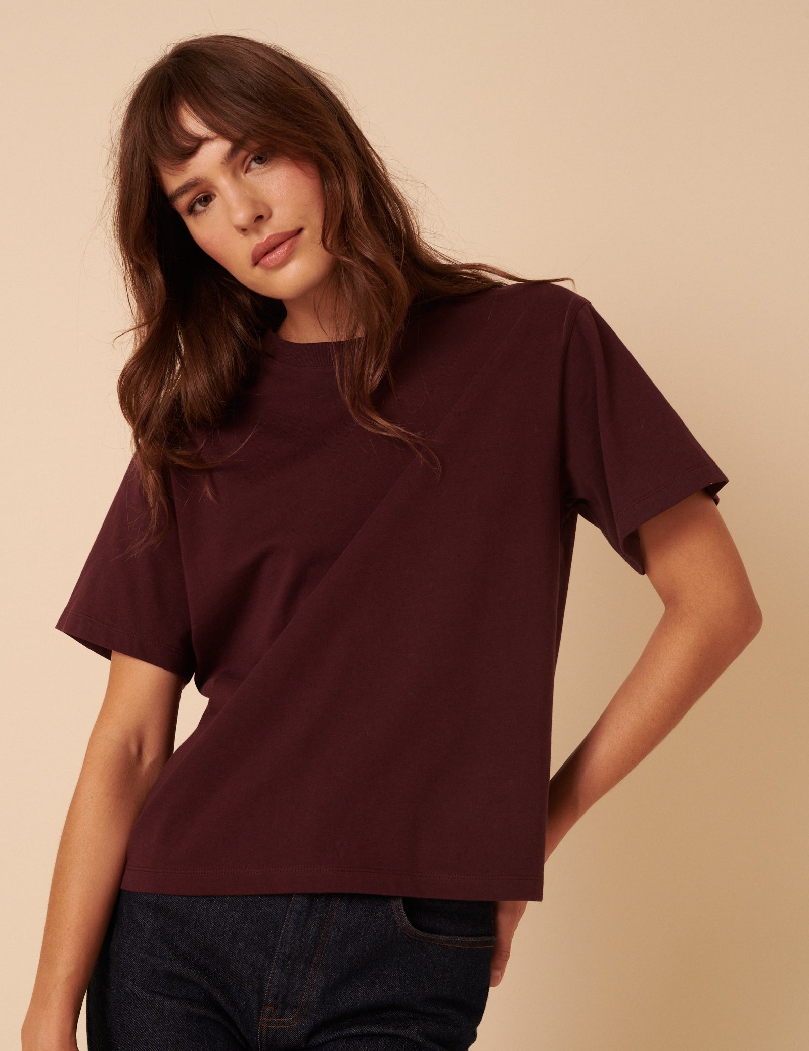 Burgundy Boxy Fit T-Shirt