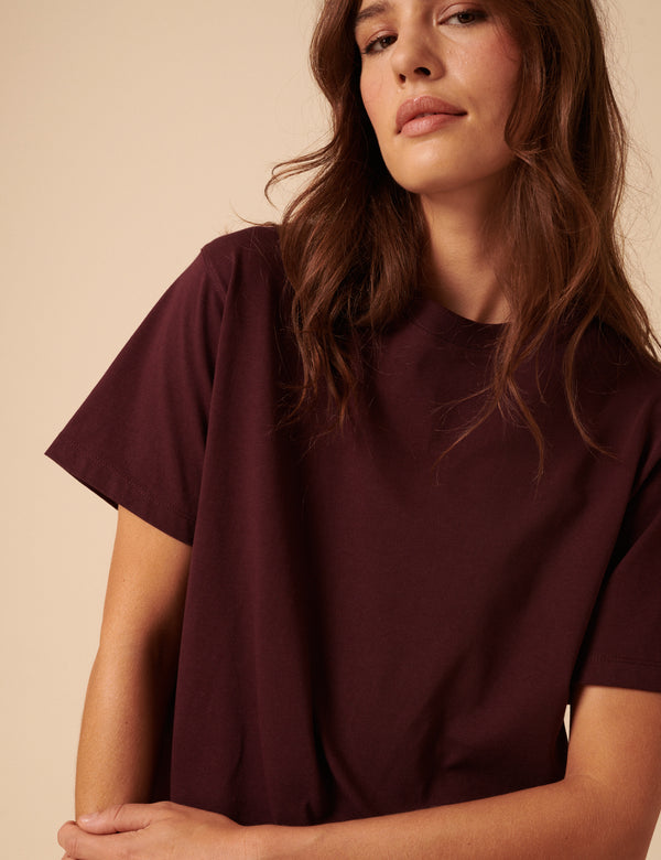 Burgundy Boxy Fit T-Shirt