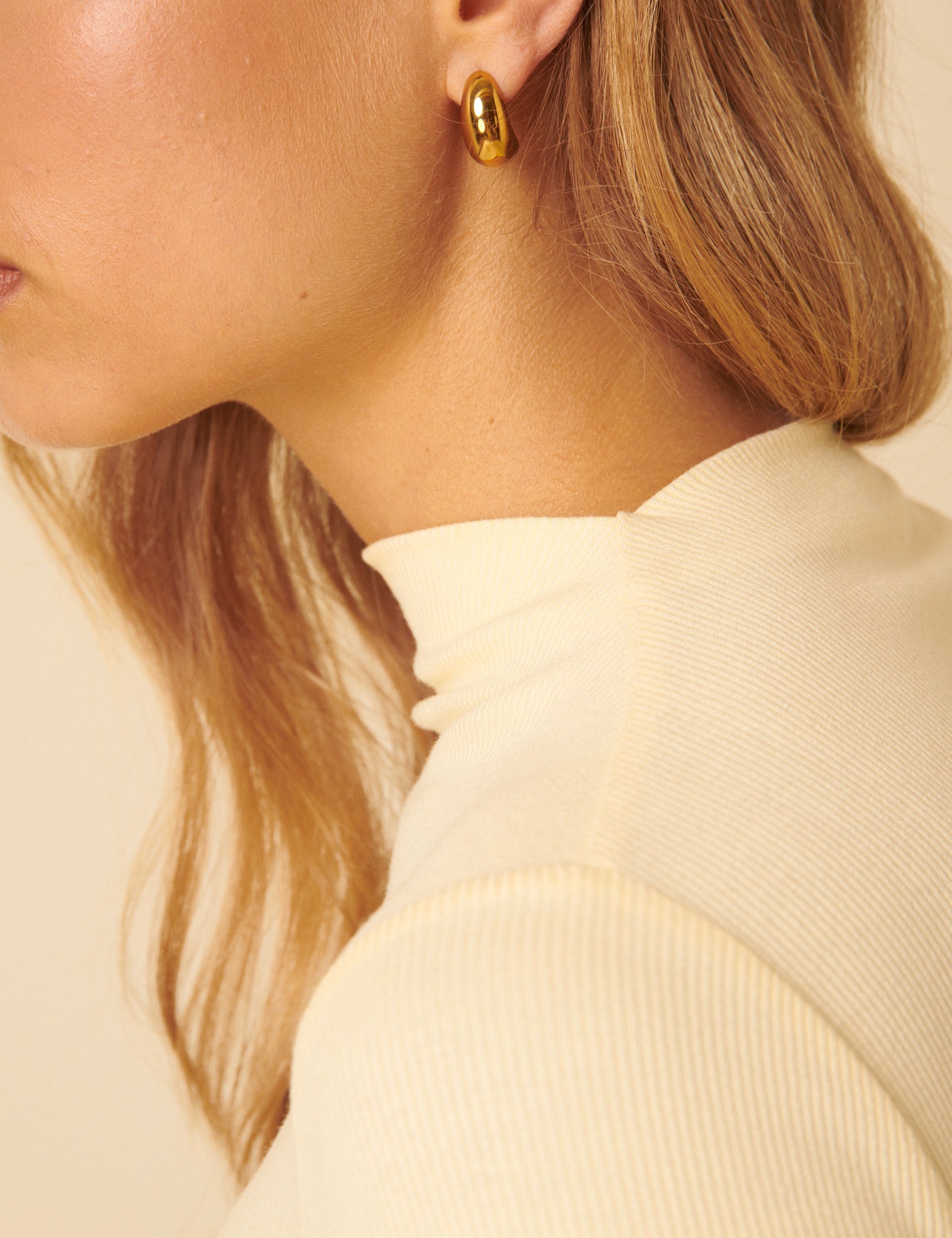 Butter Yellow Ribbed High Neck Long Sleeve Top