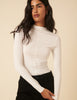 White Long Sleeve High Neck Jersey Top