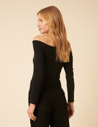 Black Long Sleeve Bardot Top