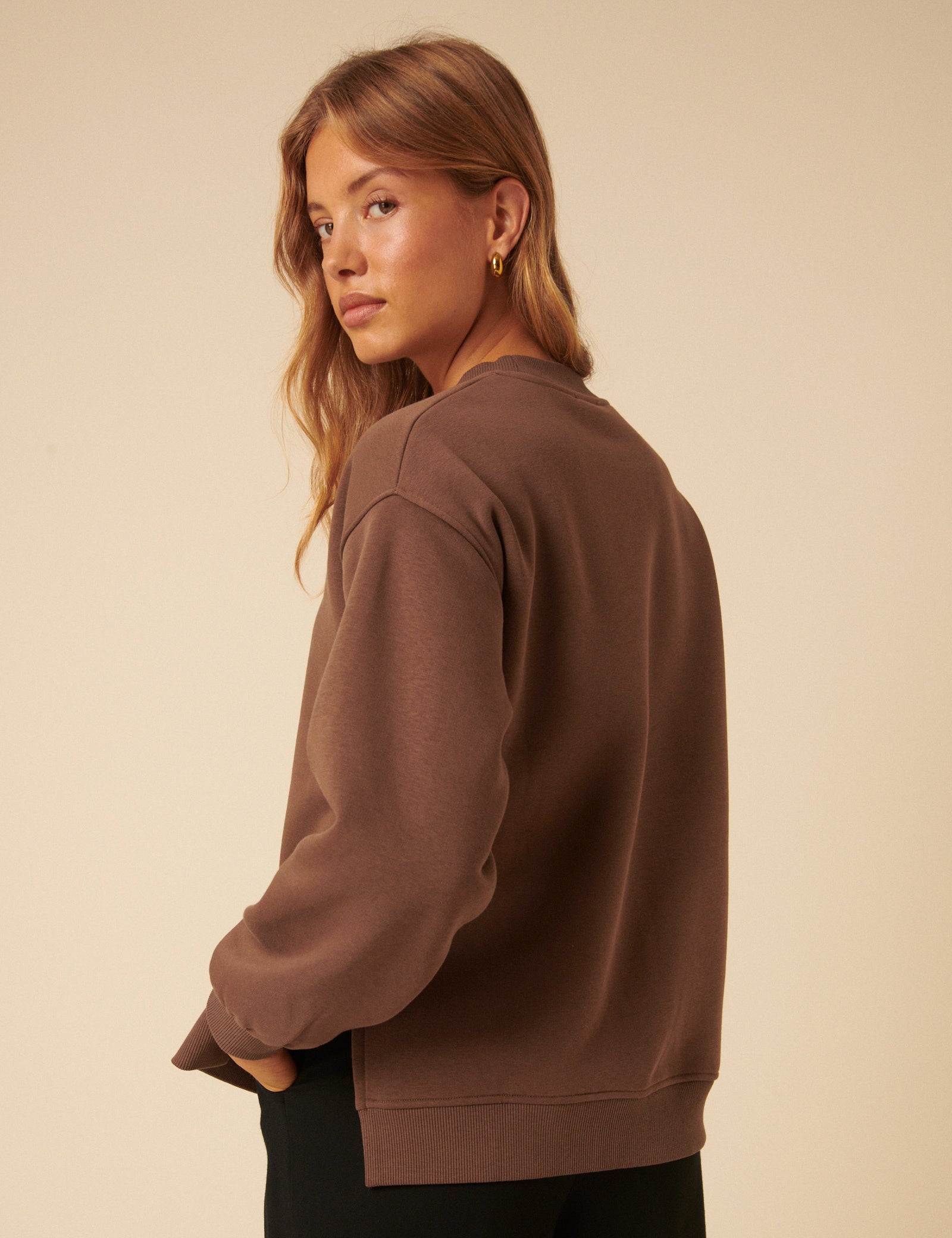 Brown Bow Embroidered Sweatshirt