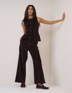 Black Cherry Cord Crew Neck Waistcoat