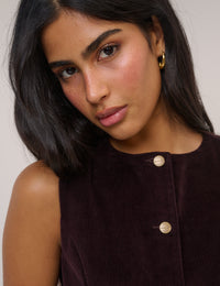 Black Cherry Cord Crew Neck Waistcoat