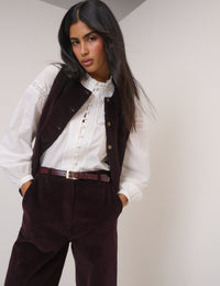 Black Cherry Cord Crew Neck Waistcoat