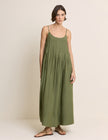 Olive Green Pintuck Mina Maxi Dress