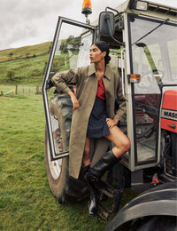 Khaki Oversized Single Breasted Trench Coat