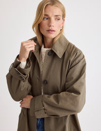 Khaki Oversized Single Breasted Trench Coat
