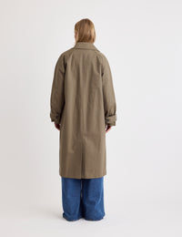 Khaki Oversized Single Breasted Trench Coat