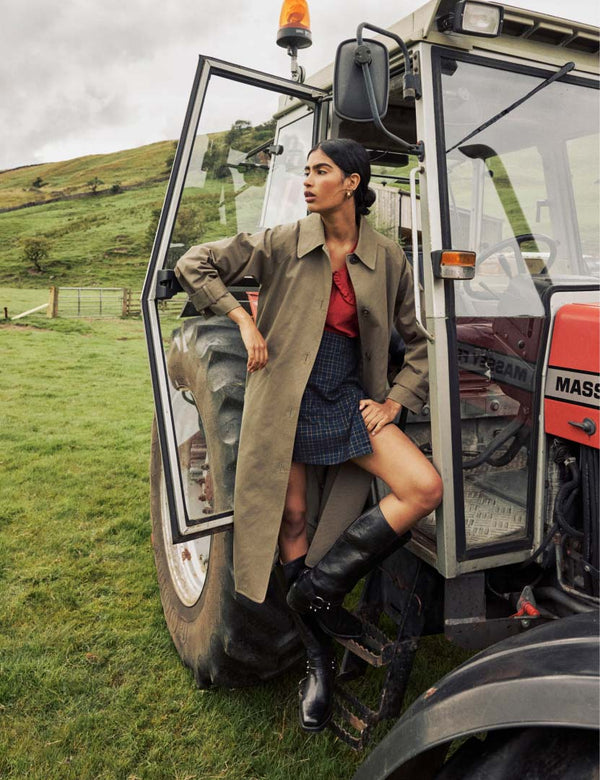 Khaki Oversized Single Breasted Trench Coat