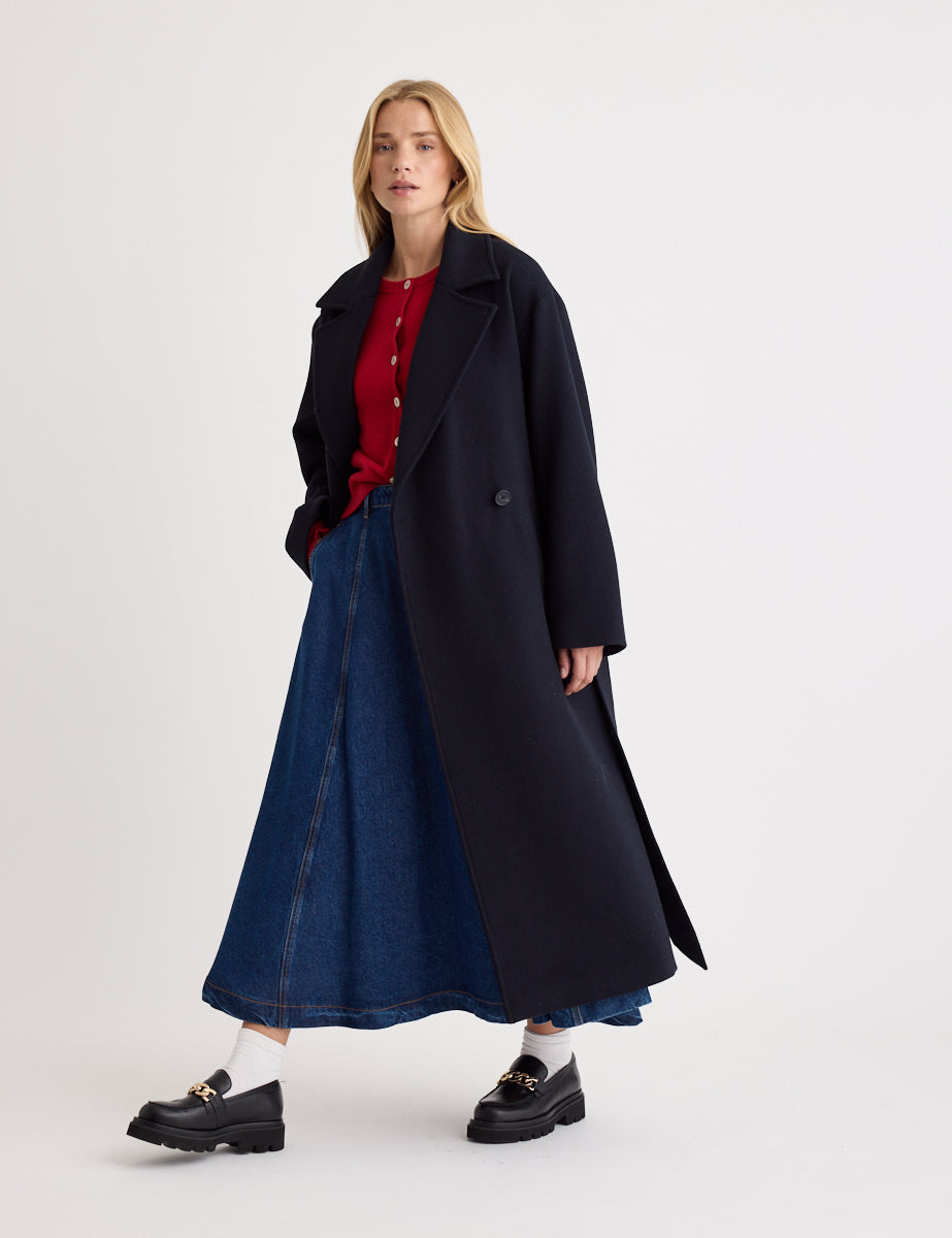 Oversized Trench Something Navy Long Coat Oversized Trench Coat