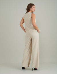 Cream Crew Neck Longline Waistcoat