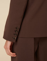 Chocolate Brown Crepe Double Breasted Blazer