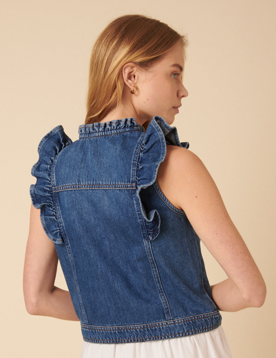 Blue Denim Frill Waistcoat blue-denim-frill-waistcoat