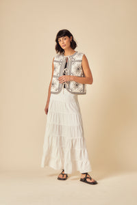 White Floral Embroidered Gilet