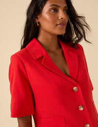 Red Button Down Short Sleeve Blazer