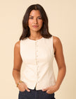 White Crew Neck Tailored Waistcoat