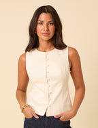 White Crew Neck Tailored Waistcoat