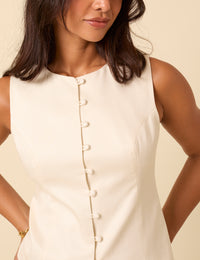 White Crew Neck Tailored Waistcoat