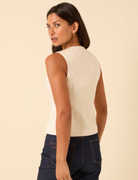 White Crew Neck Tailored Waistcoat