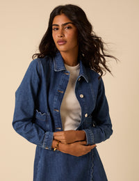 Dark Denim Scallop Hem Jacket