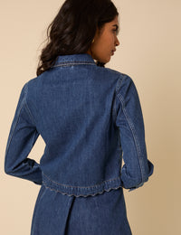 Dark Denim Scallop Hem Jacket