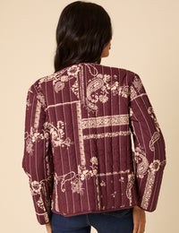 Burgundy Floral Reversible Quilted Jacket