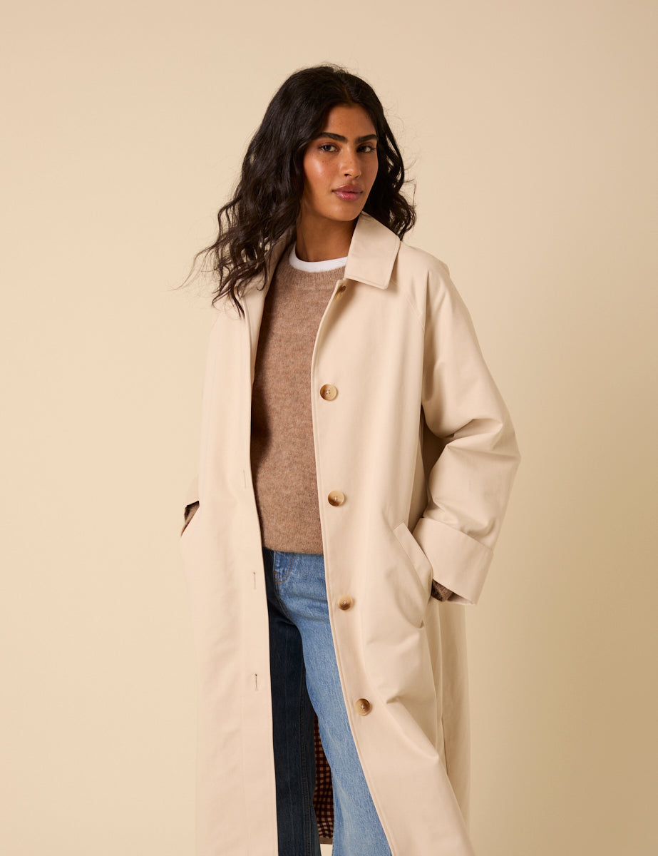 Stone Single Breasted Trench Coat