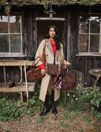 Camel Check Trim Trench Coat