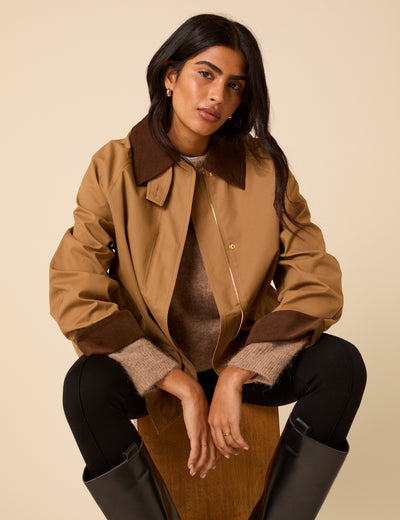 Camel Cord Detail Barn Jacket