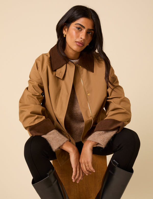 Camel Cord Detail Barn Jacket