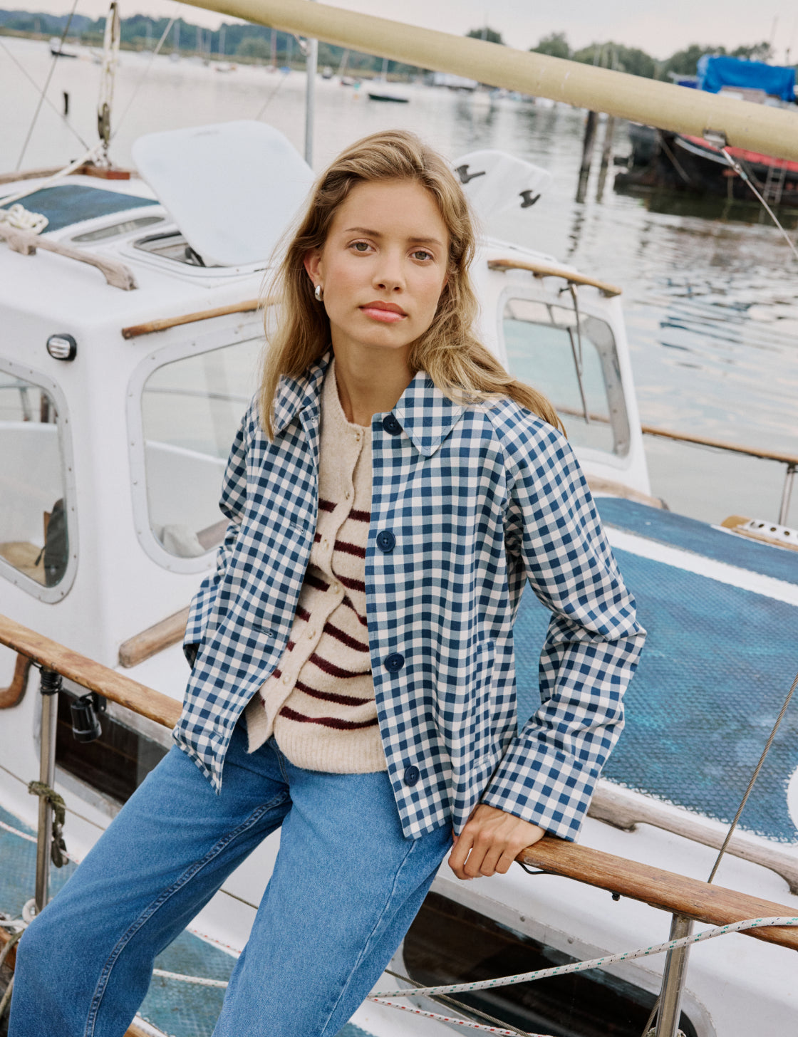 Blue Gingham Swing Jacket Blue Gingham Swing Jacket
