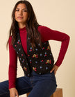 Black Floral Embroidered Waistcoat