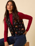 Black Floral Embroidered Waistcoat