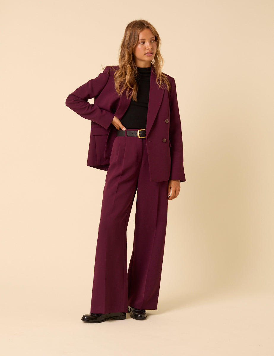 Burgundy Double Breasted Alicia Blazer