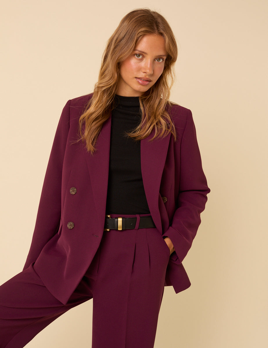 Burgundy Double Breasted Alicia Blazer