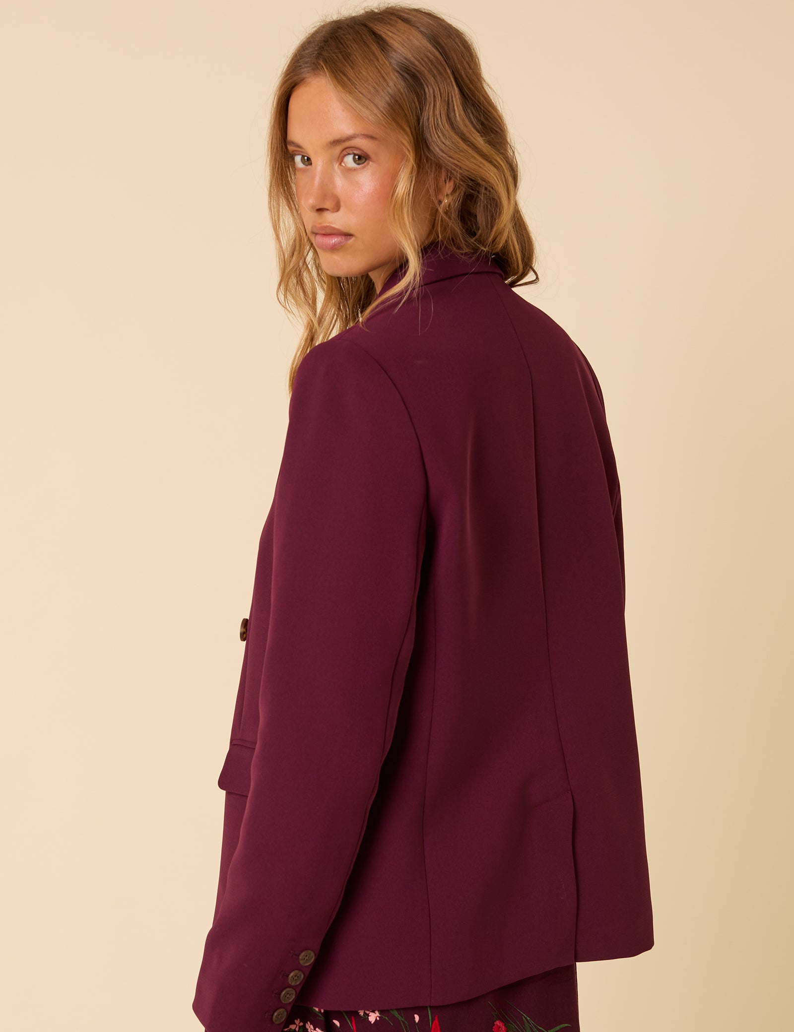 Burgundy Alicia Double Breasted Blazer