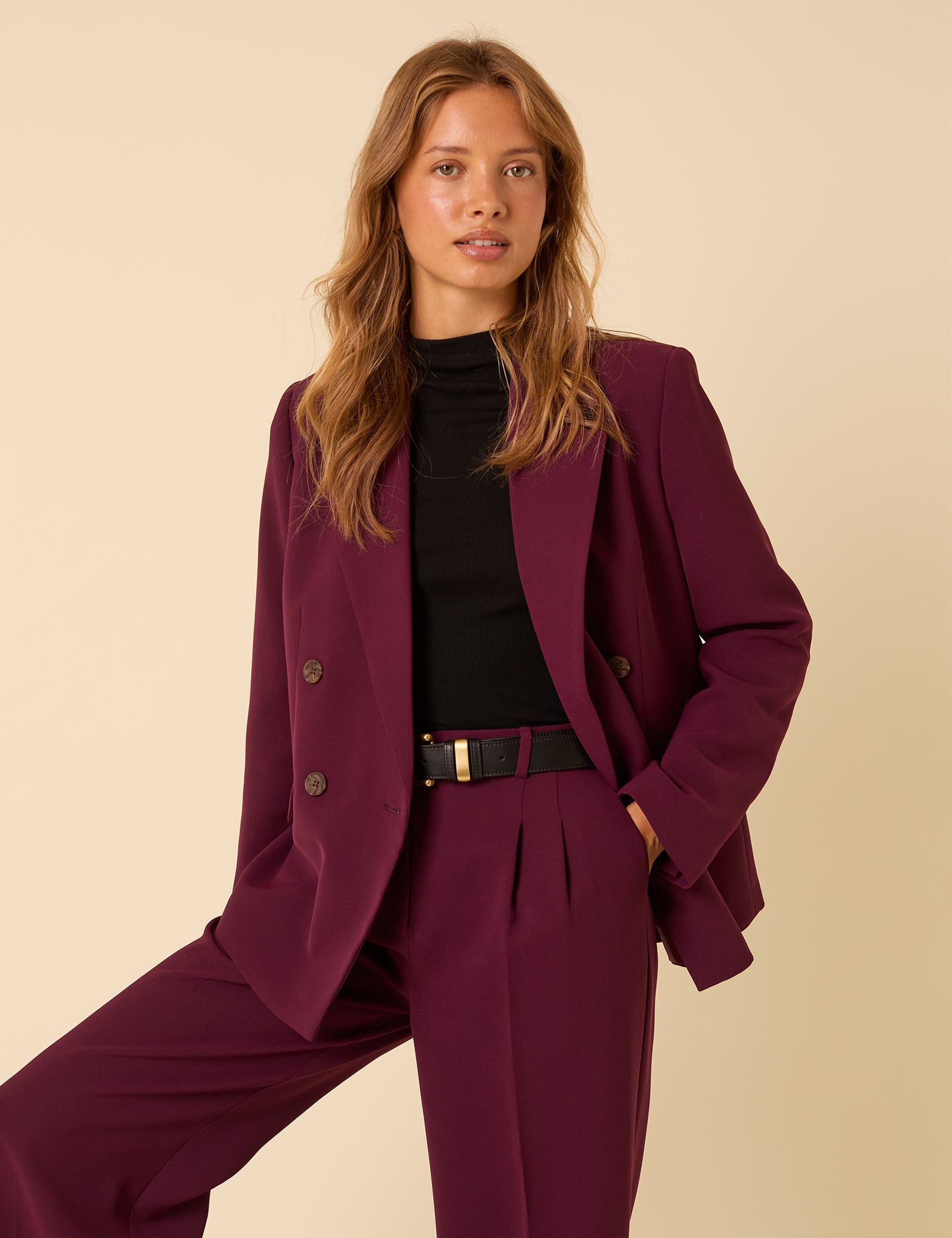 Burgundy Alicia Double Breasted Blazer
