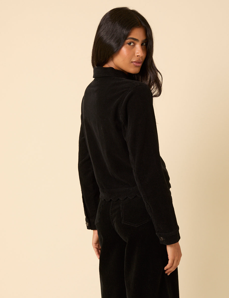 Black Cord Scallop Trim Jacket