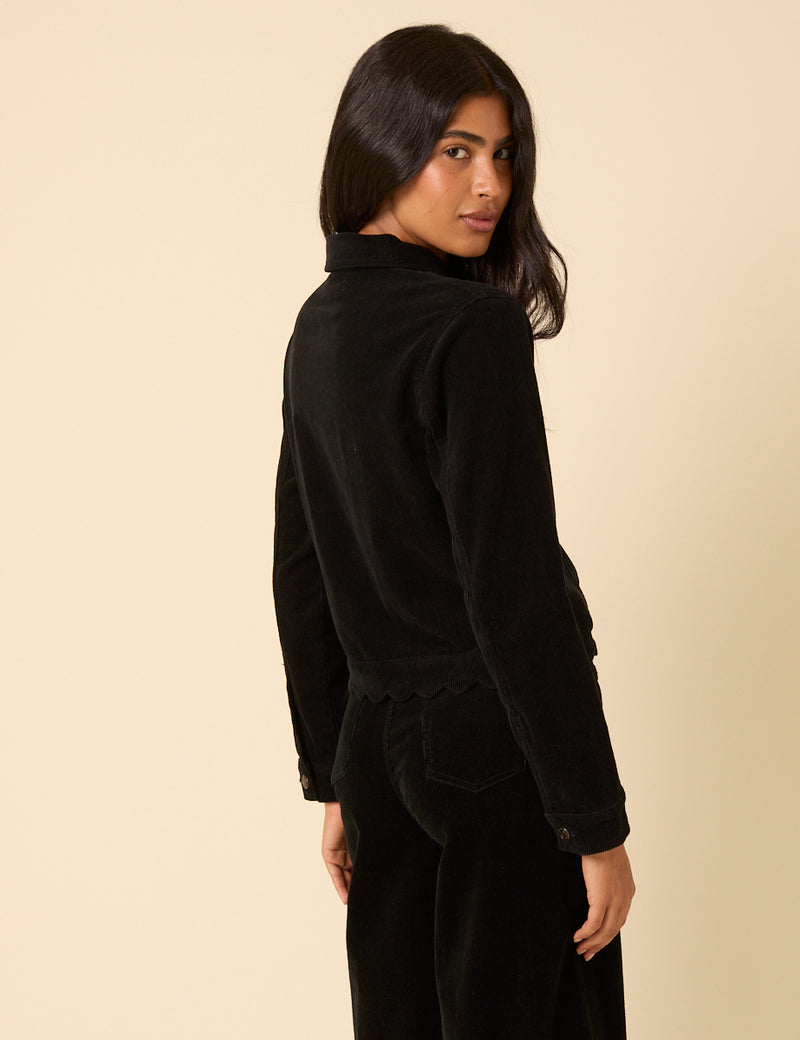 Black Cord Scallop Trim Jacket