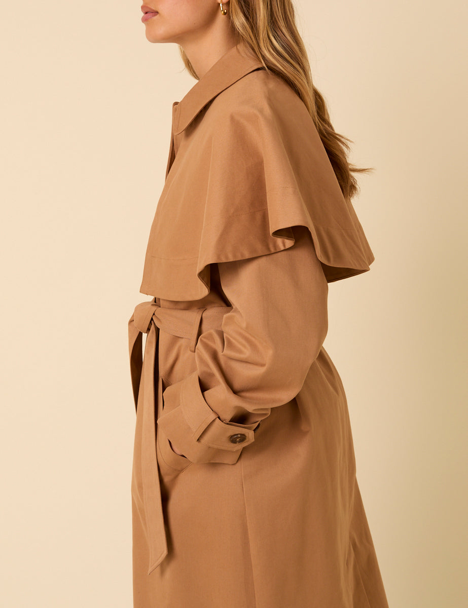 Camel Cape Trench Coat
