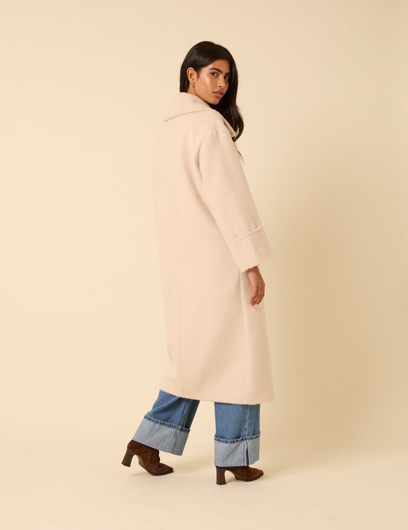 Cream Relaxed Brushed Coat