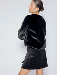 Black Faux Fur Cropped Jacket