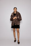 Brown Faux Fur Collared Jacket