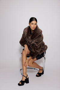 Brown Faux Fur Collared Jacket