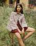 Beige Check Frill Quilted Jacket