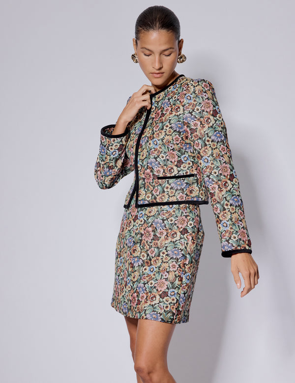 Black Floral Tapestry Jacket