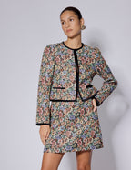 Black Floral Tapestry Mini Skirt