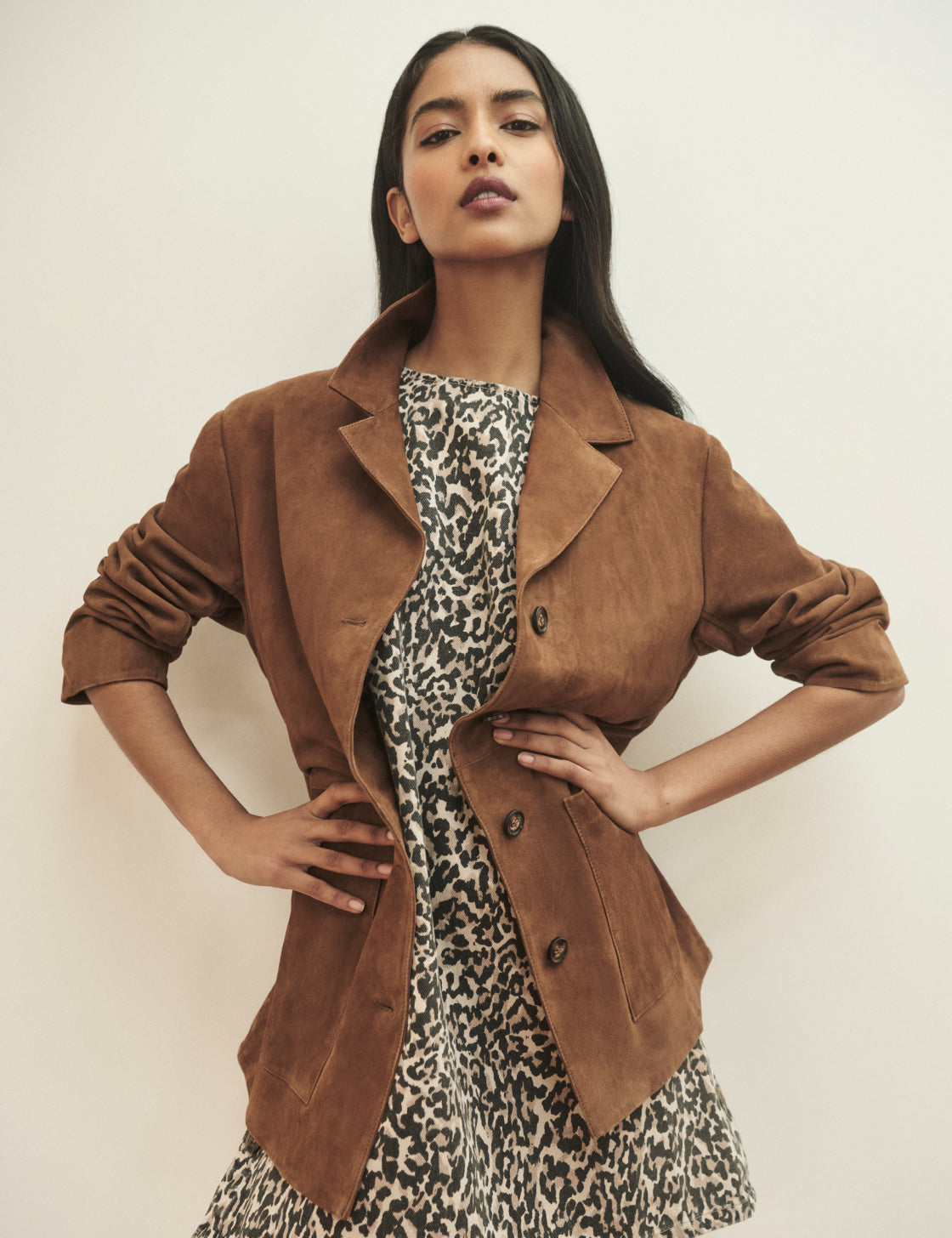 Brown Suede Blazer Jacket